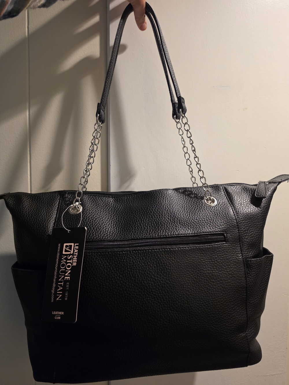 STONE MOUNTAIN Black Pebbled Large Tote with Over The Shoulder Straps *NWT* - Picture 2 of 12
